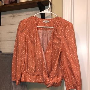 Madewell peach star wrap top. Large like new